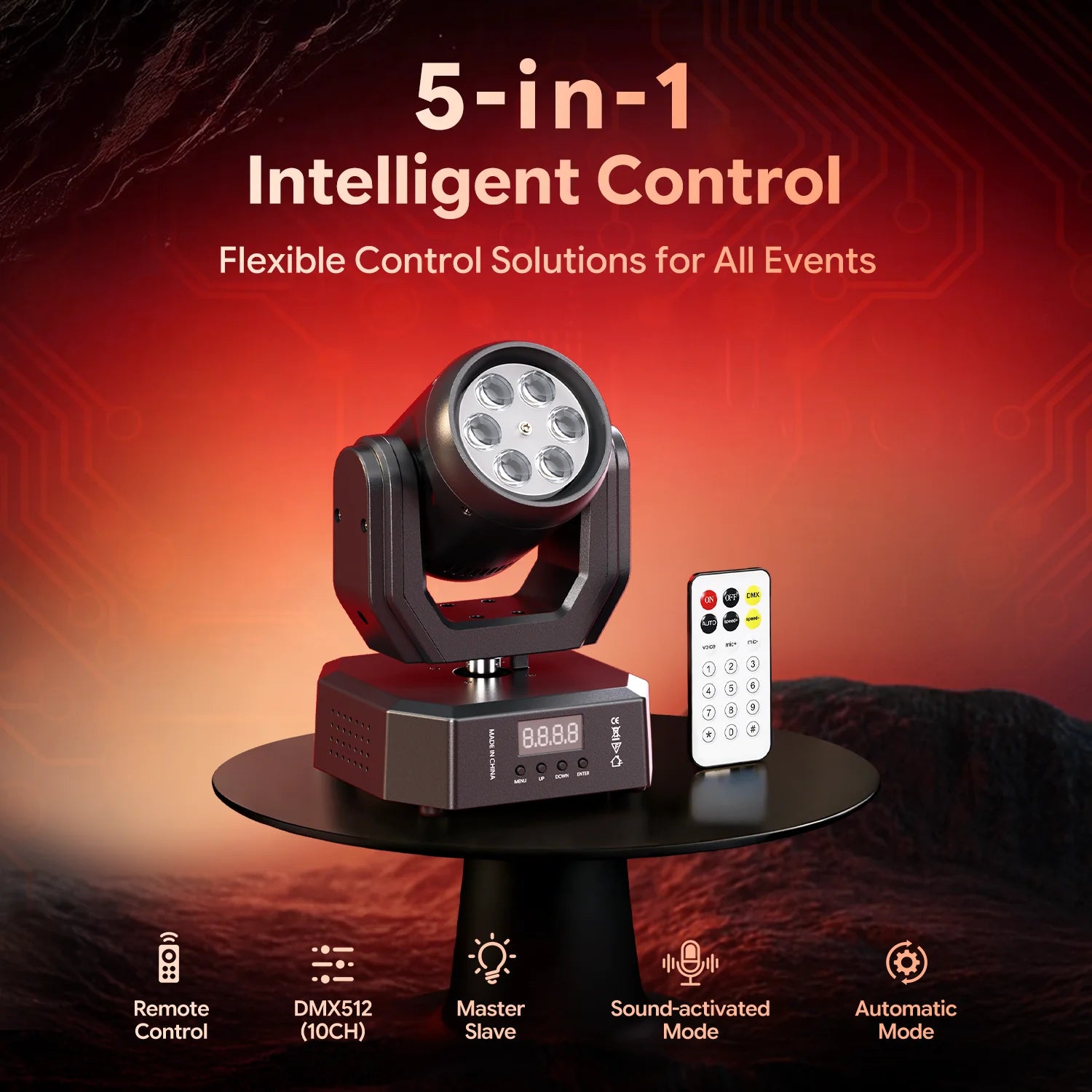 FZ 1/2/4Pcs Mini 50W Bee Eye Moving Head LED Rotating DMX Stage Lighting