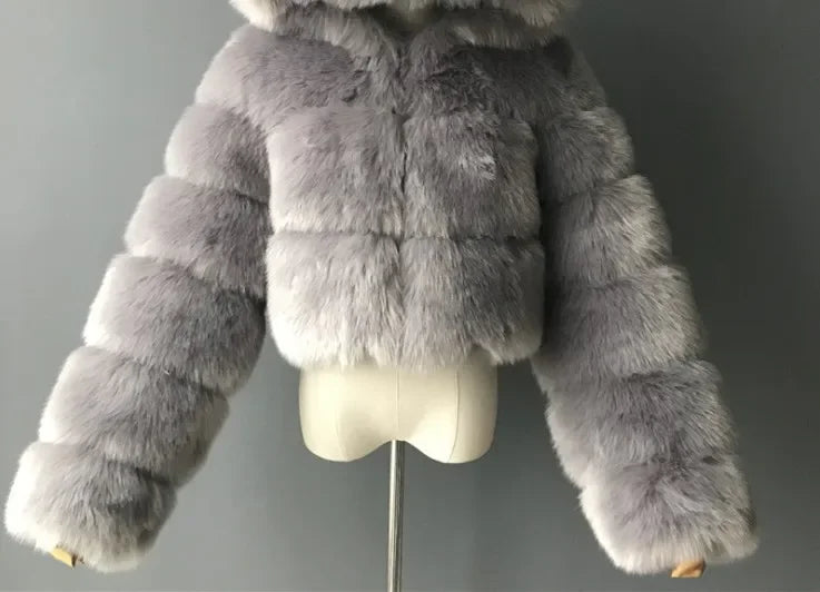 FZ Women's Faux Fur Open Stitch Furry Outerwear Jacket