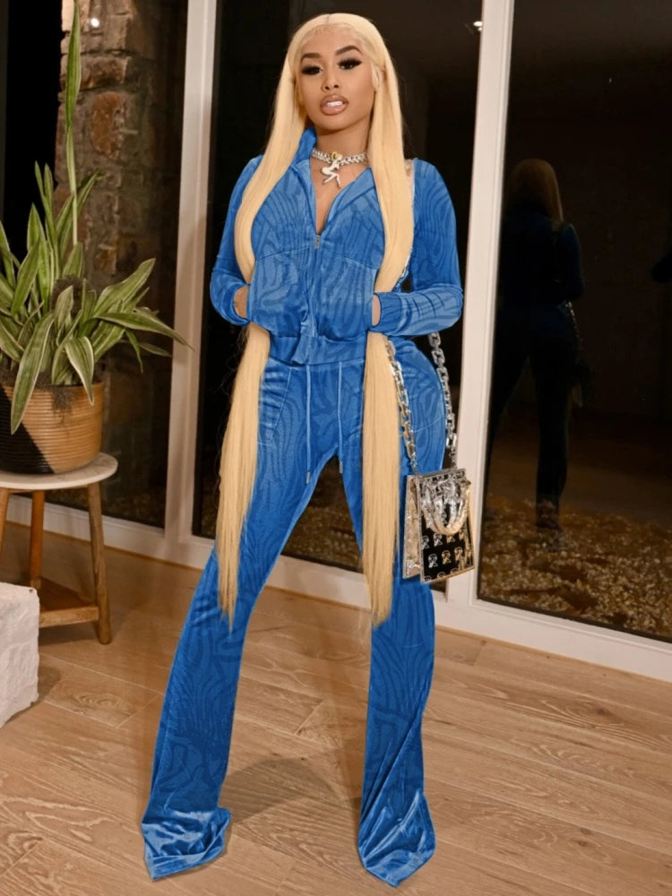 FZ Women's Stripe Print Two Pieces Pants Suits - FZwear