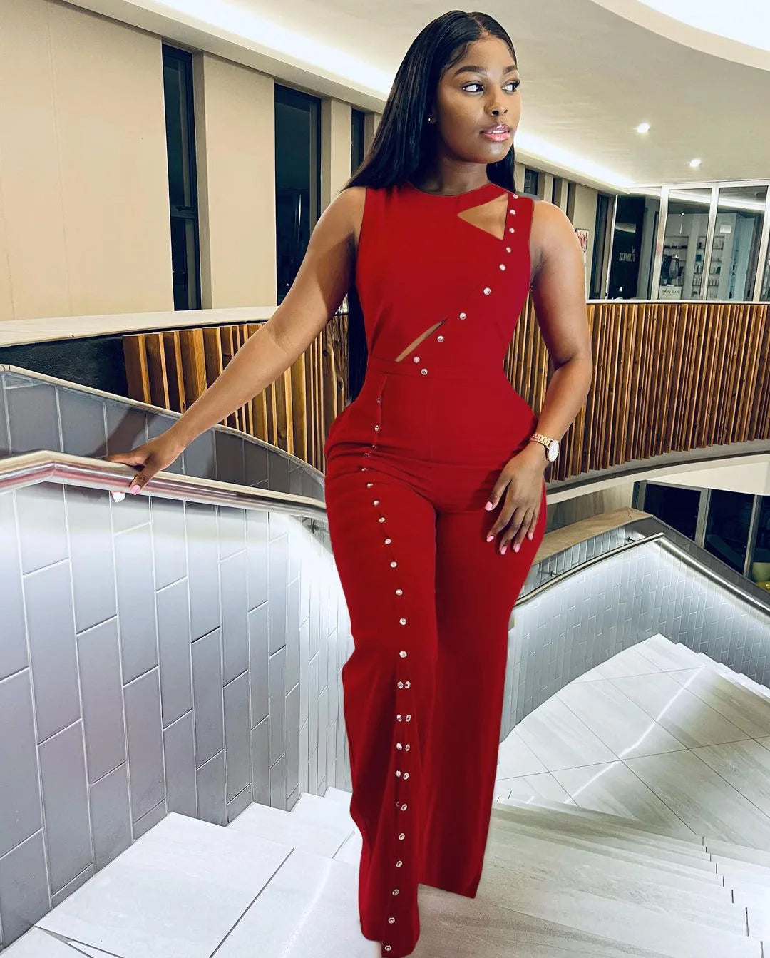 FZ Women's Elegant Cut Out Front High Split Jumkpsuit - FZwear