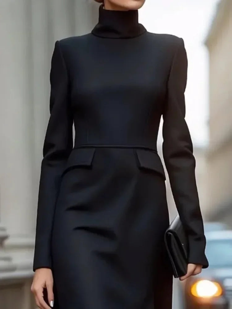 FZ Women's Asymmetrical High Neck Commute Evening Dress