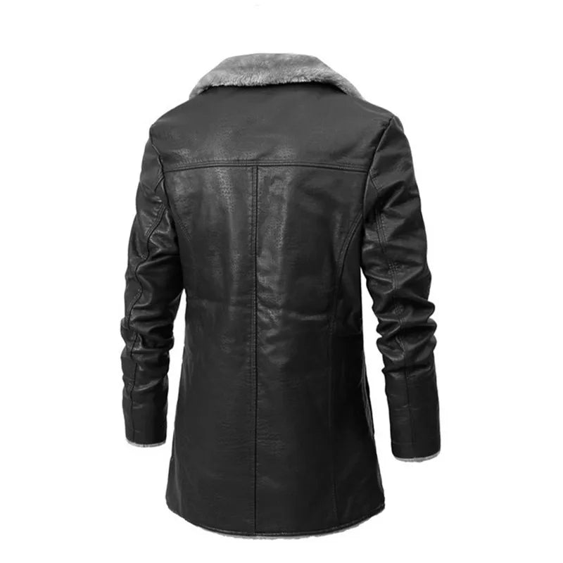 FZ Men's Thick Fleece PU Leather Jacket