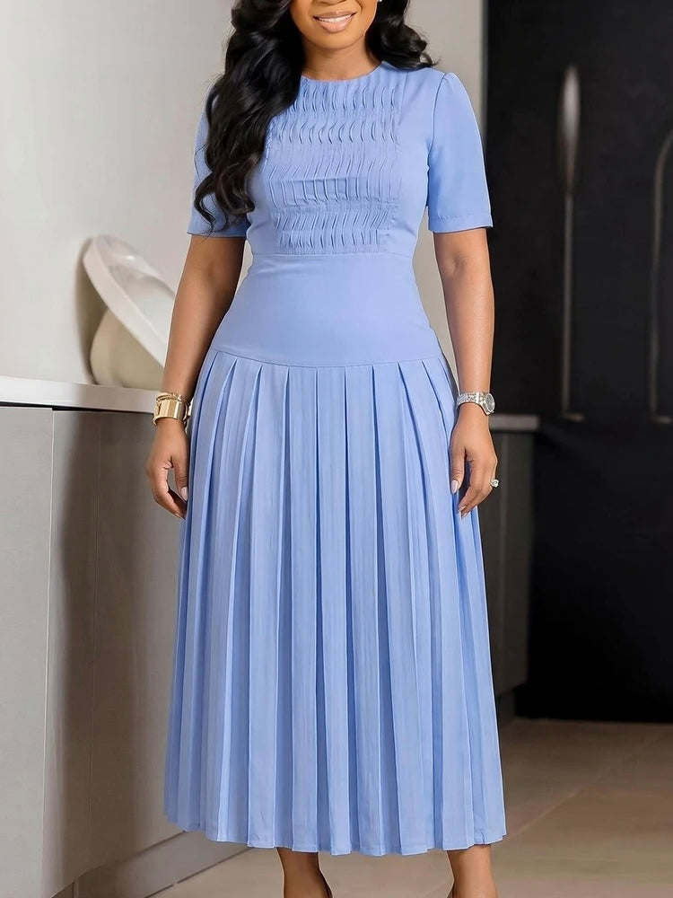 FZ Women's O Neck Half Sleeve A-Line Church Maxi Dress