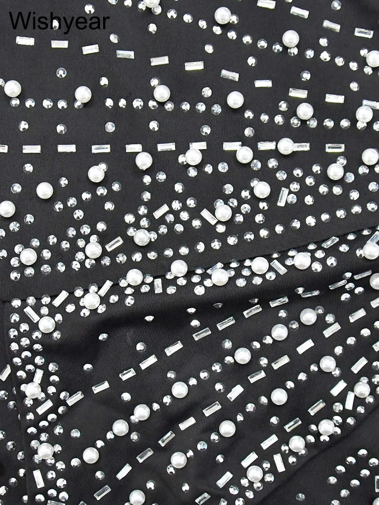 FZ Women's Rhinestone Diagonal Collar Sleeveless Maxi Evening Dress - FZwear