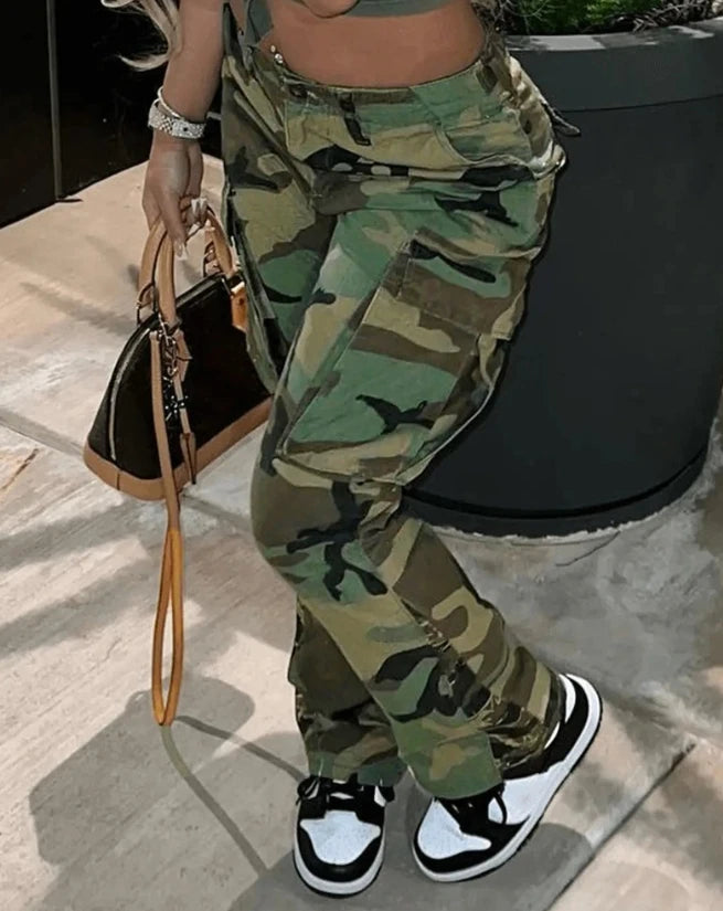 FZ Women's Camouflage Print High Waist Cargo Pants DSers