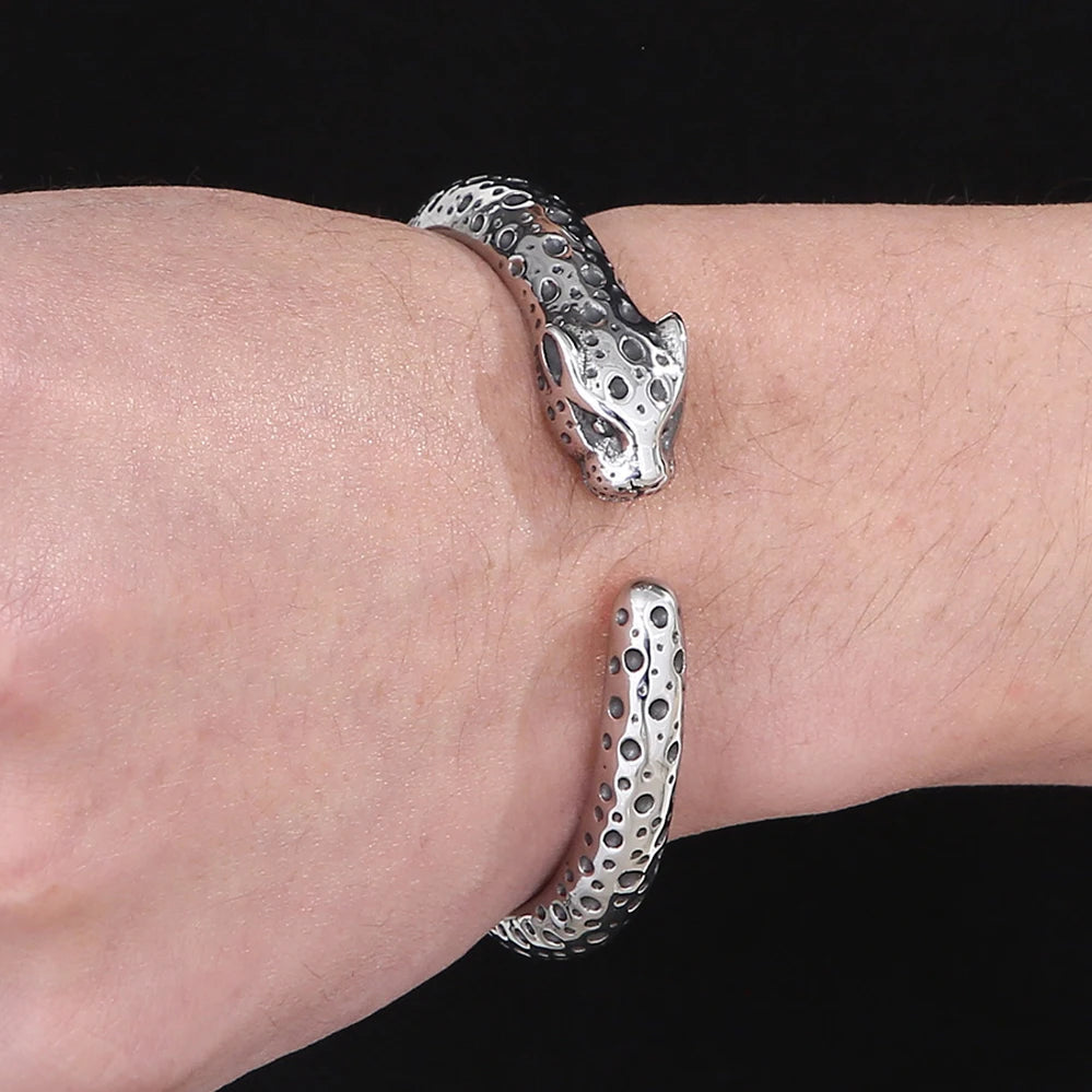 FZ Leopard Head Open Cuff Stainless Steel Bracelet - FZwear
