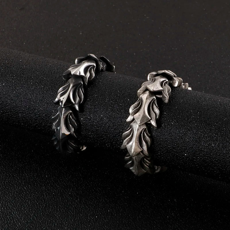 FZ 17mm Wide Dragon Chain Stainless Steel Ancient Silver Bracelet - FZwear