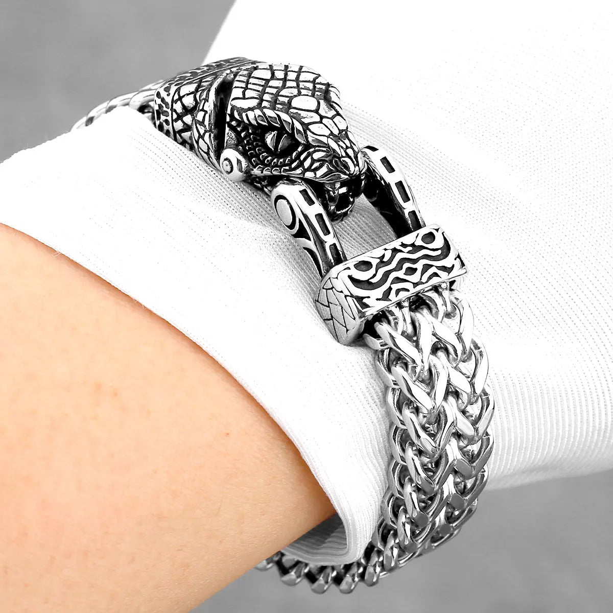 FZ Viking Snake Head Street Culture Punk Stainless Steel Bracelet - FZwear