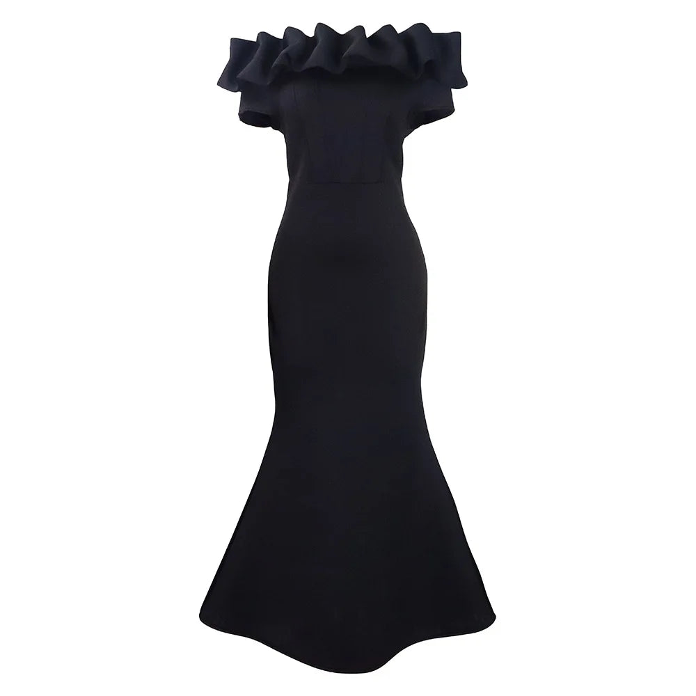 FZ Women's One Shoulder Fishtail Mermaid Maxi Evening Dress