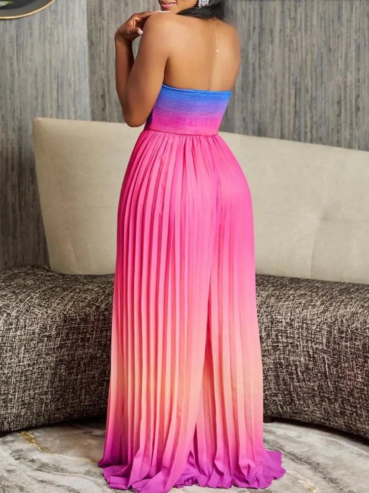 FZ Women's Gradient Color Bandage Loose Streetwear Wide Leg Jumpsuit - FZwear