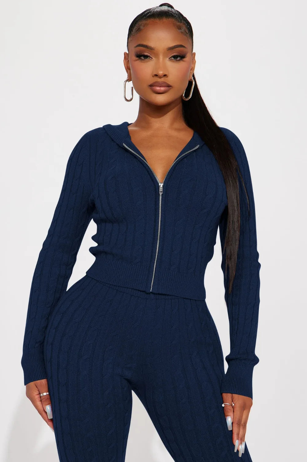 FZ Women's Solid Knitting Two Piece Skinny Pants Suit - FZwear