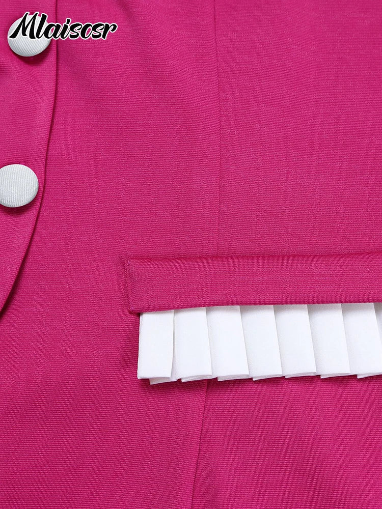 FZ Women's Flared Sleeve Pleated Wide Leg 2 Two Piece Pants Suit