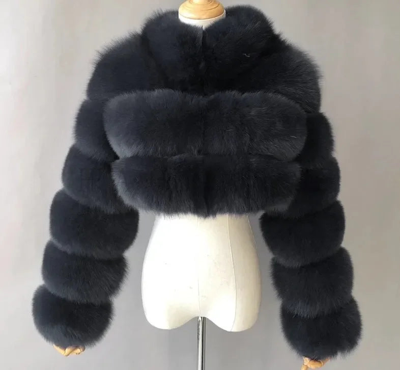 FZ Women's Faux Fur Open Stitch Furry Outerwear Jacket