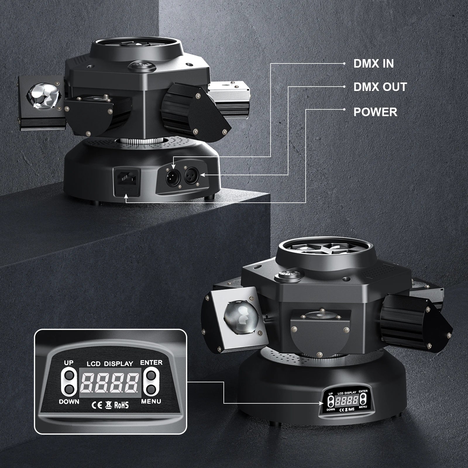 FZ 150W Moving Head 6 Arms RGBW 4IN1 LED DMX512 Stage Lighting