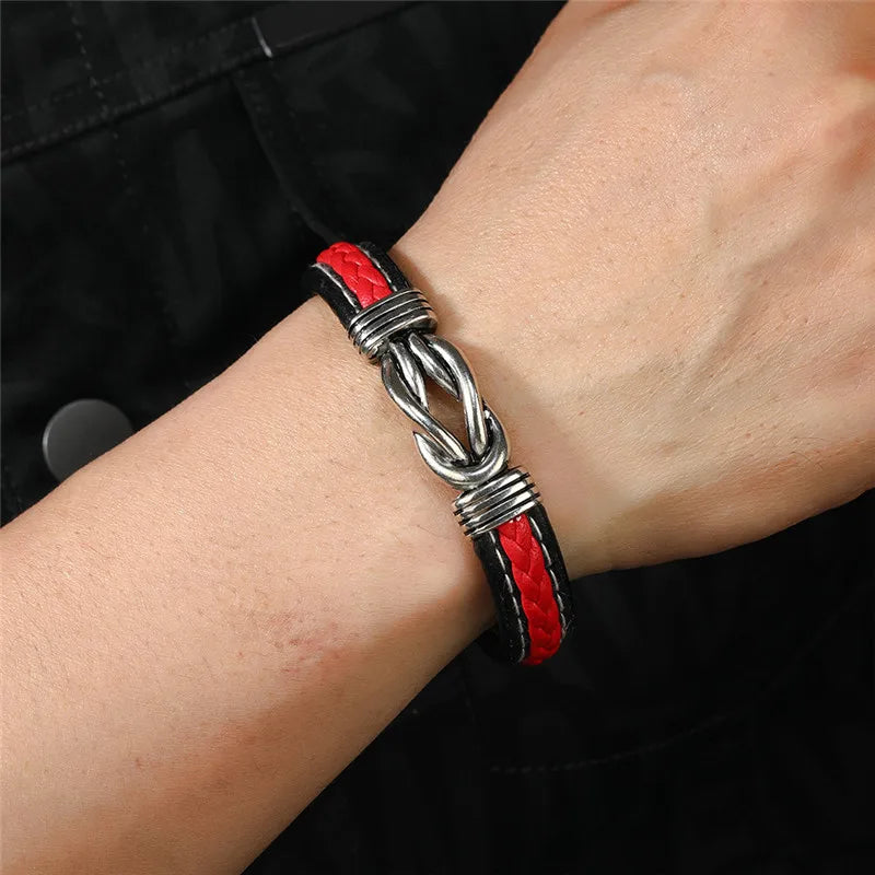 FZ Single Braided Leather Stainless Steel Magnetic Clasp Unisex Bracelet - FZwear