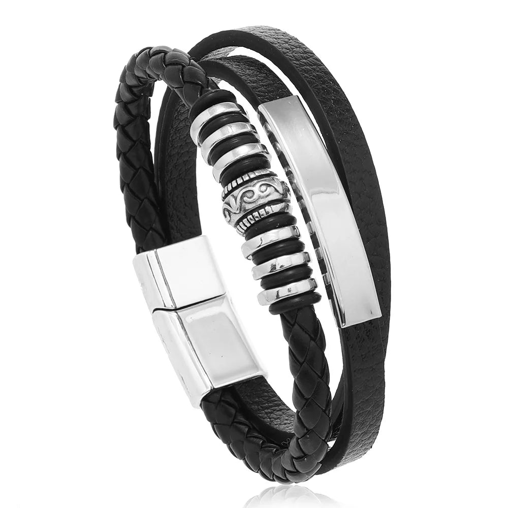FZ Men's Stainless Steel Multilayer Braided Rope Bracelets - FZwear