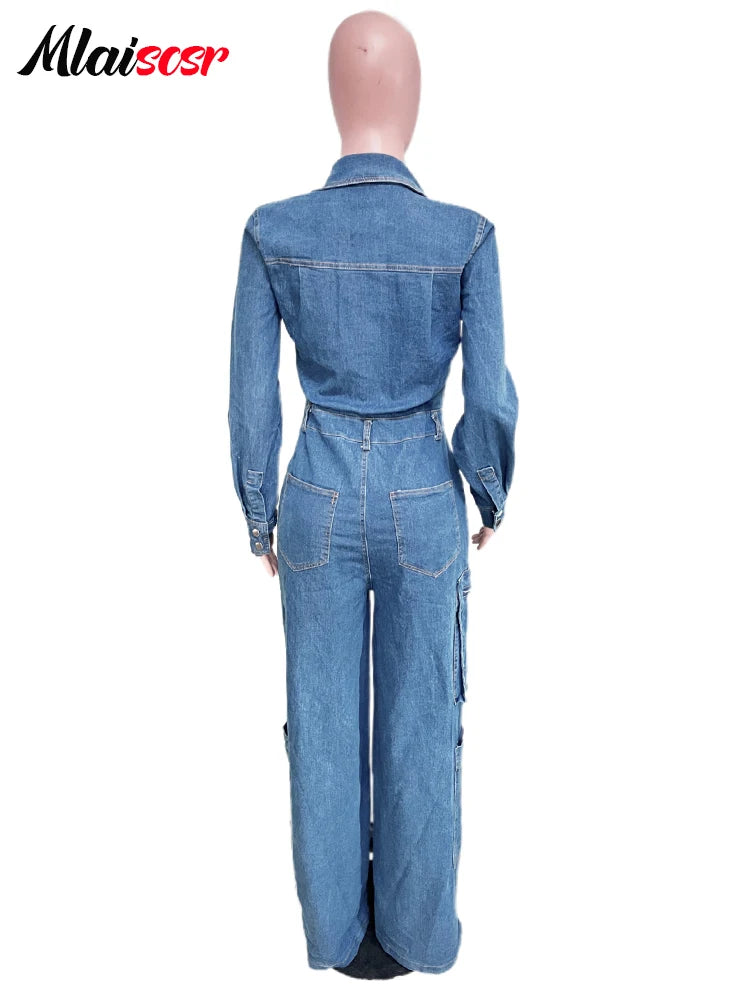 FZ Women's Vintage Wash Streetwear Denim Jumpsuit