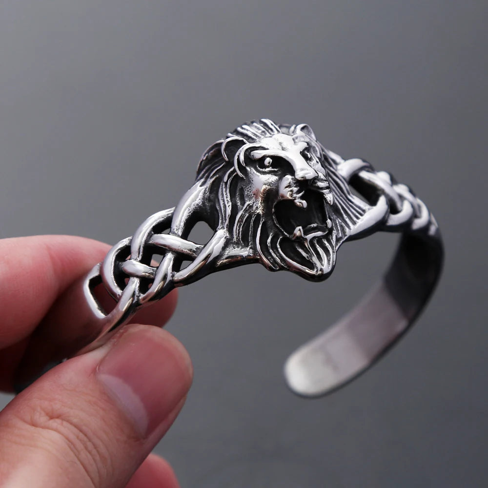 FZ Stainless Steel Punk Hip Hop Gothic Vintage Lion Head Bracelet