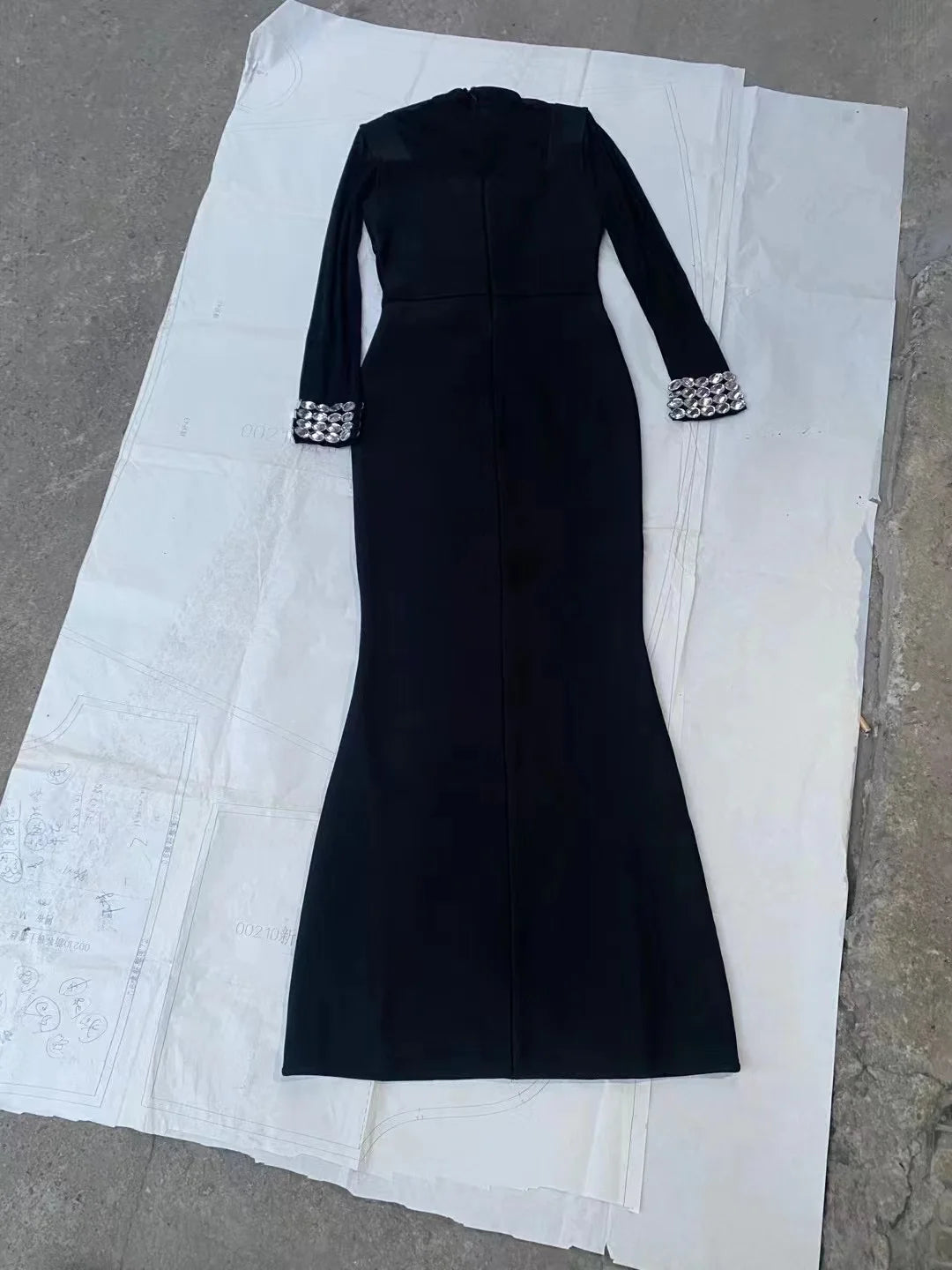 FZ Women Long Sleeve Sexy Big Crystal Evening Cocktail Dress - FZwear