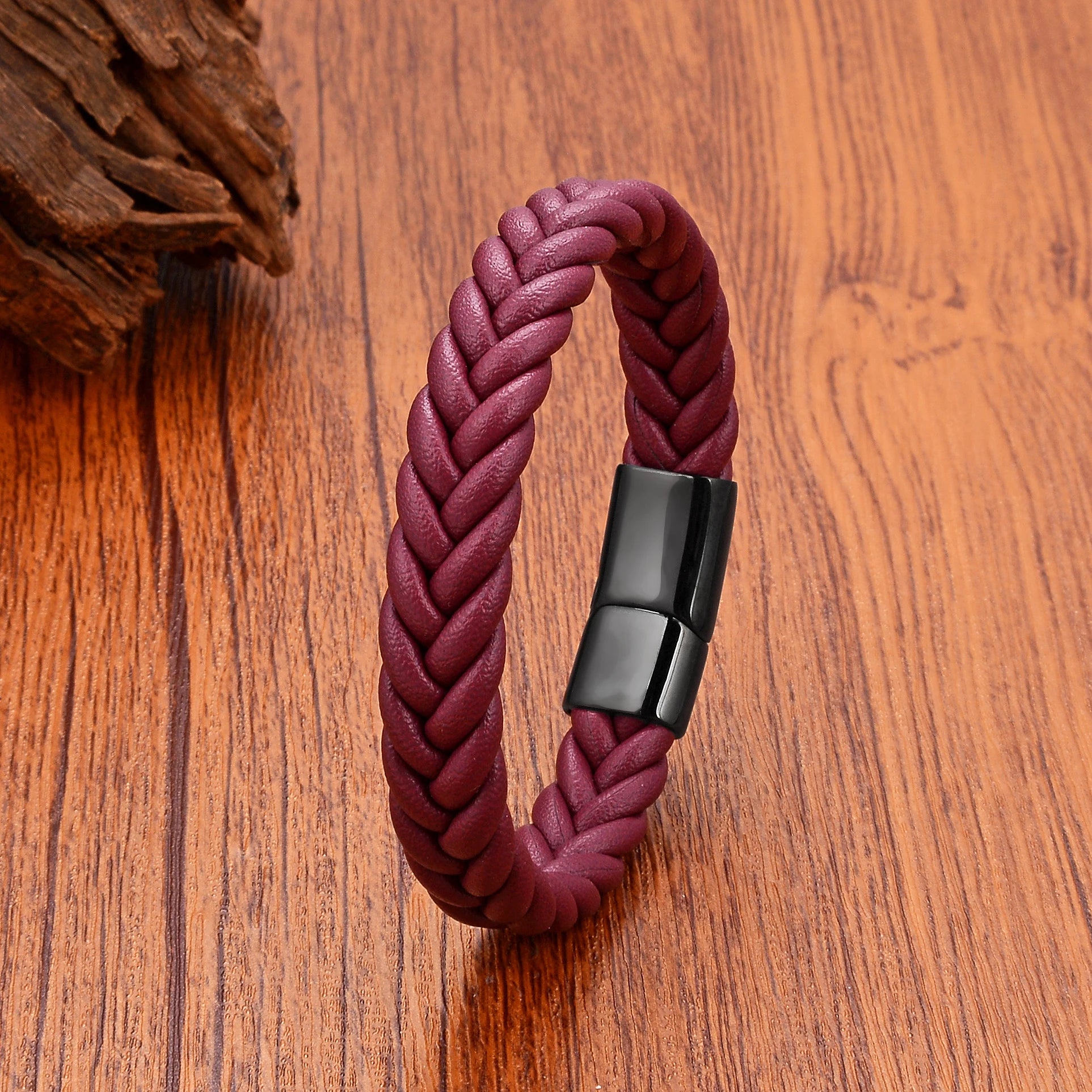 FZ Handmade Woven Leather Wrap Chain Stainless Steel Bracelet - FZwear