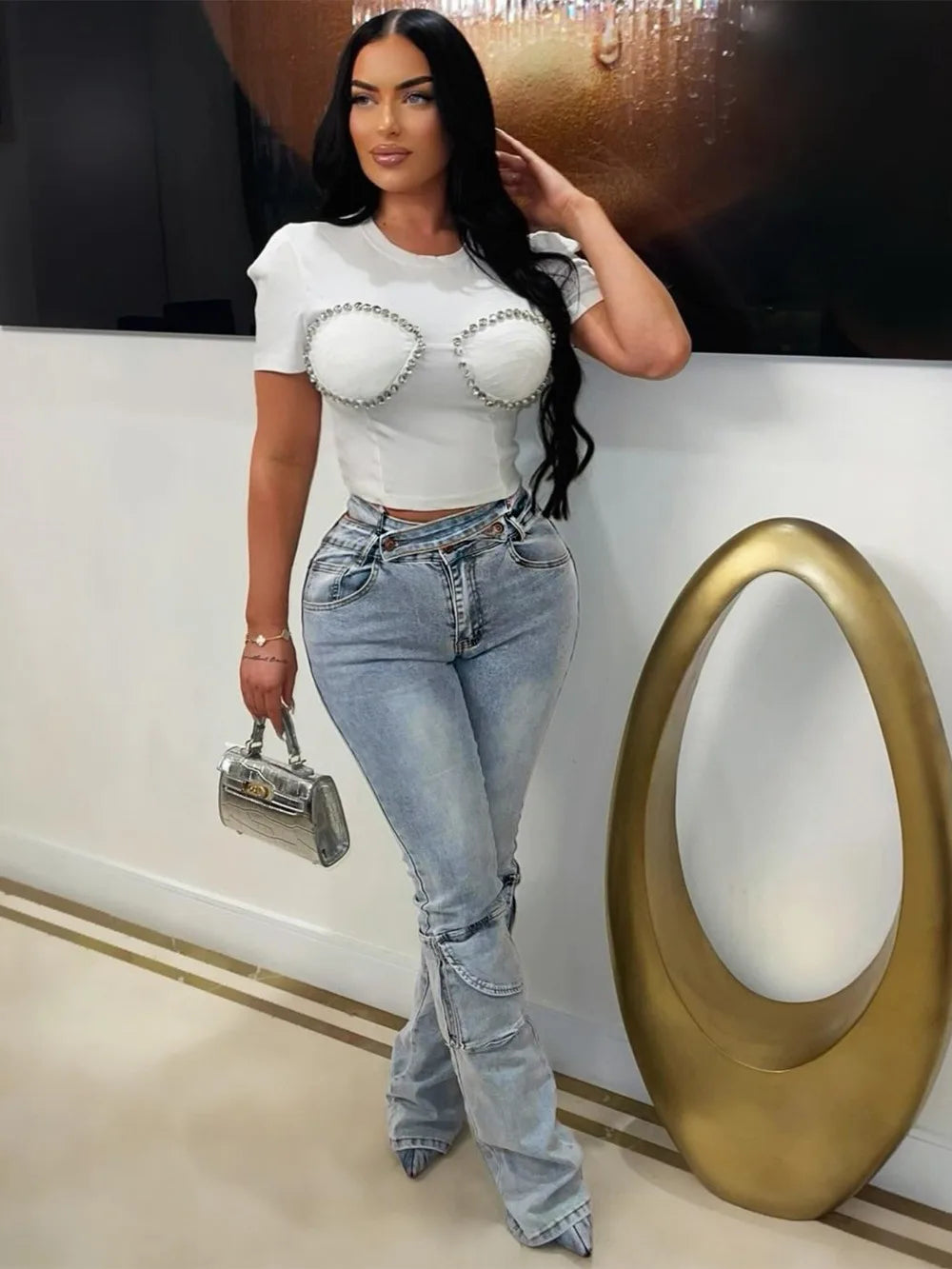 FZ Women's High Waisted Pocket Cargo Denim Pants - FZwear