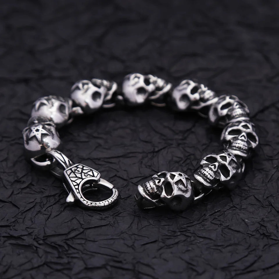 FZ Gothic Vintage Stainless Steel Punk Hip Hop Skeleton Bracelets