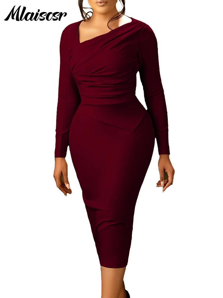 FZ Women's Mid Long Sleeves Bodycon African Dress