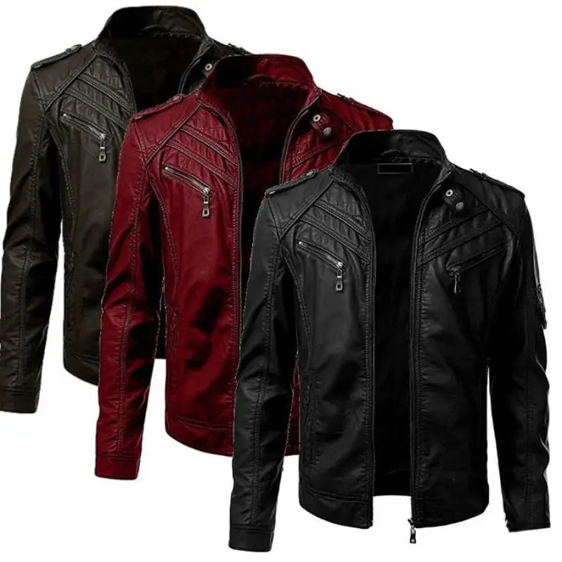 FZ Men's Faux Leather Motorcycle Slim Fit Pu Jacket
