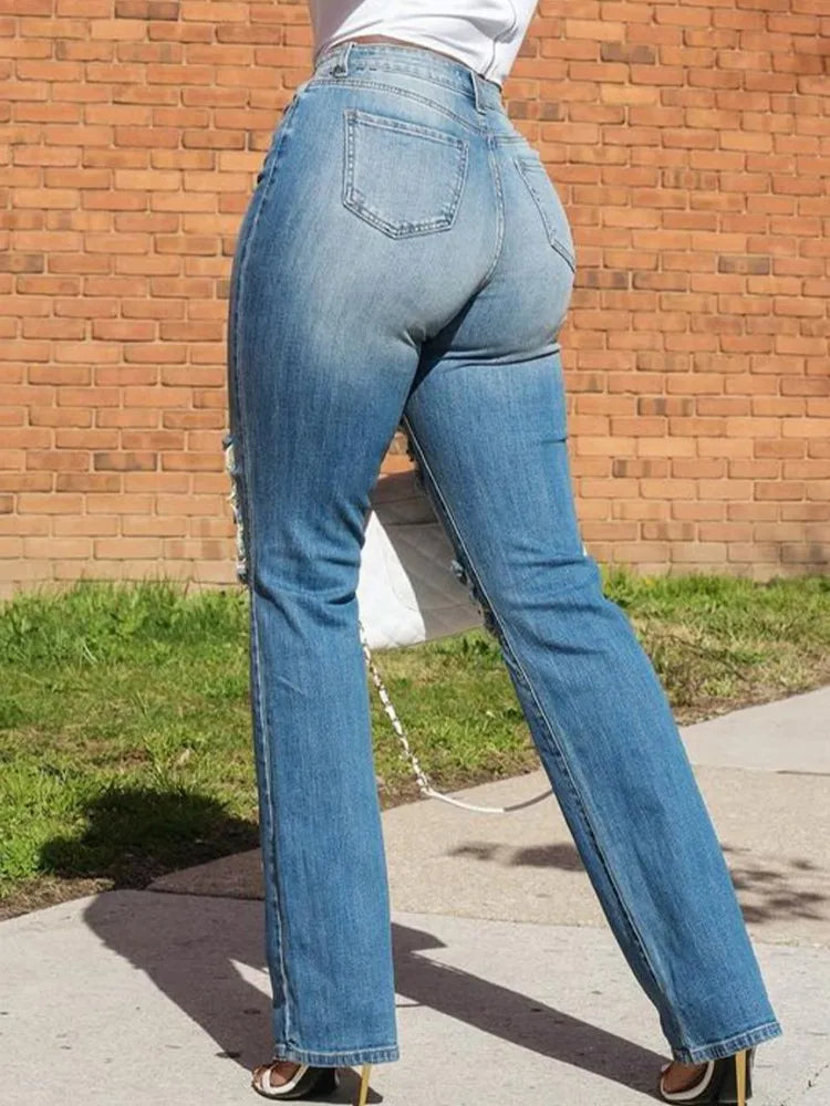 FZ Women's High Waist Wide-leg Denim Pants - FZwear