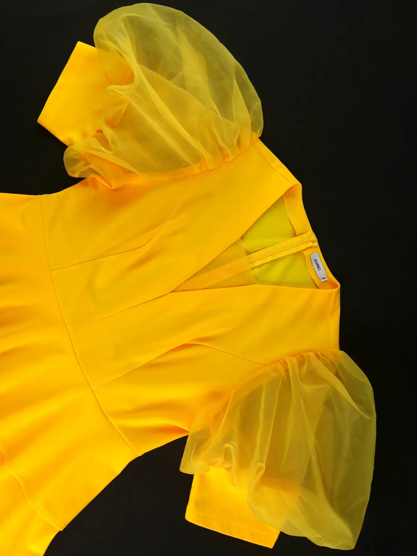 FZ Women's V Neck Puff Sleeve A Line Party Dress