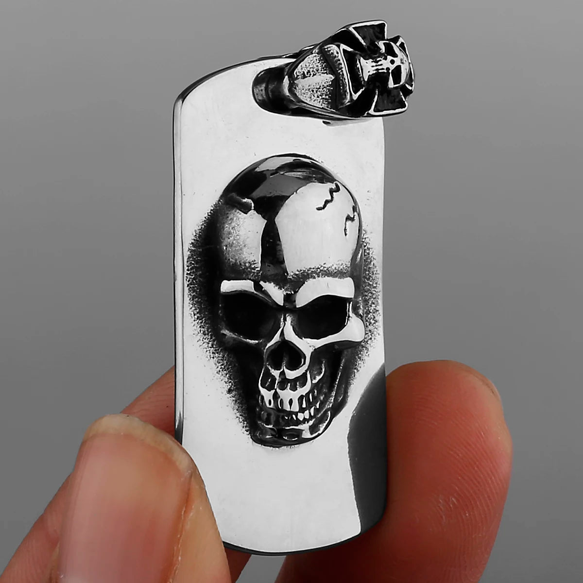 FZ Vintage Skull Hip Hop Punk Biker Pendant Stainless Steel Square Necklace - FZwear