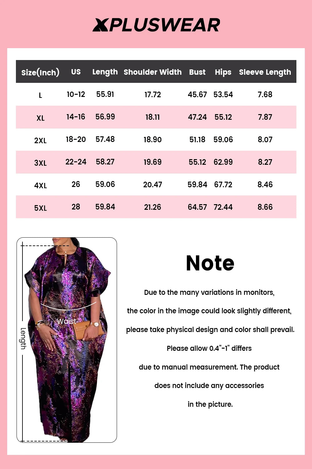 FZ Women's Plus Size Round Neck Short Sleeve Split Jacquard Maxi Dress