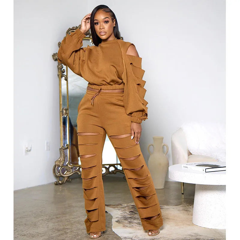 FZ Women's Energetic Suitable SexyShinny Chic Slim Two Piece Pants Suit - FZwear