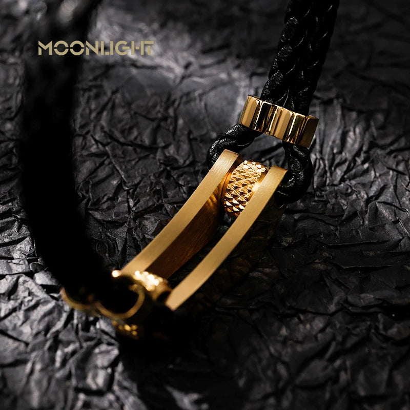 FZ Geometry Leather Stainless Steel Bracelet - FZwear