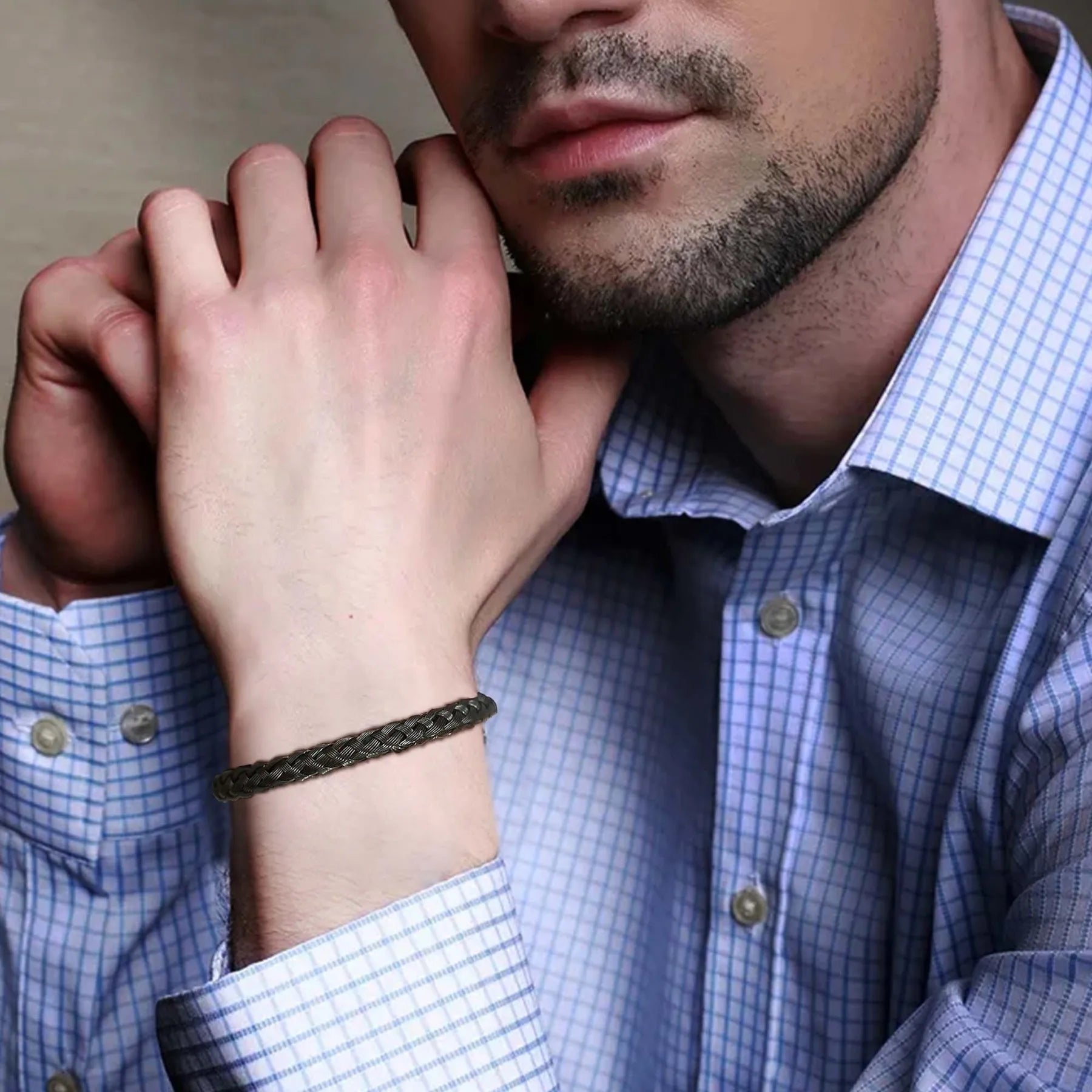 FZ Weaved Cuff Stainless Steel Twisted Rope Bracelet - FZwear