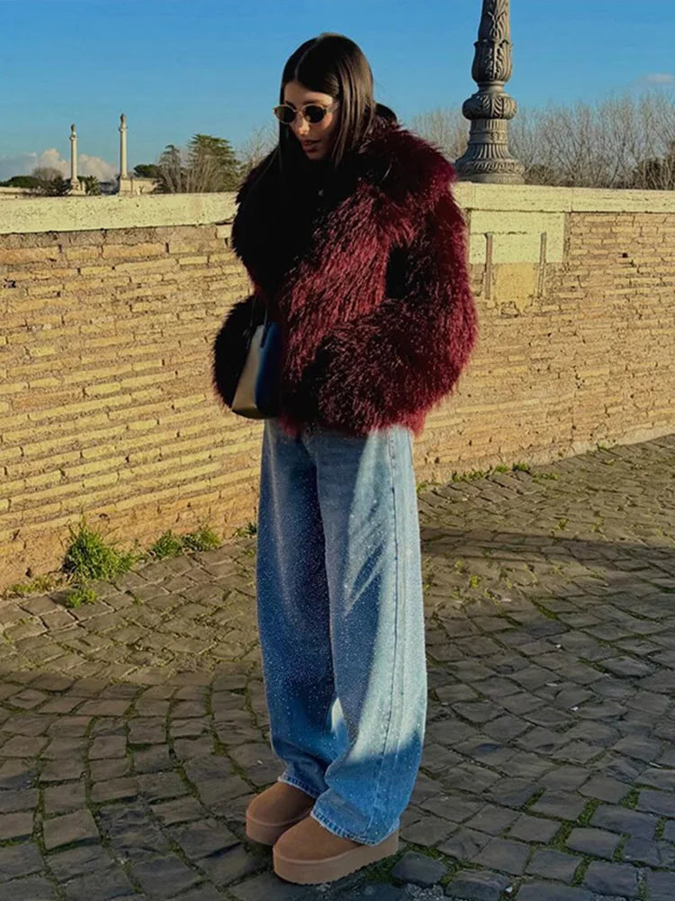 FZ Women's High Waist Lady Pocket Wide Leg Denim Pant