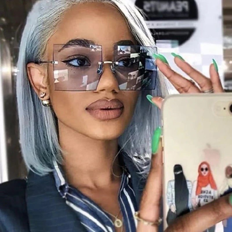 FZ Luxury Oversized Rimless Vintage Square Sunglasses - FZwear