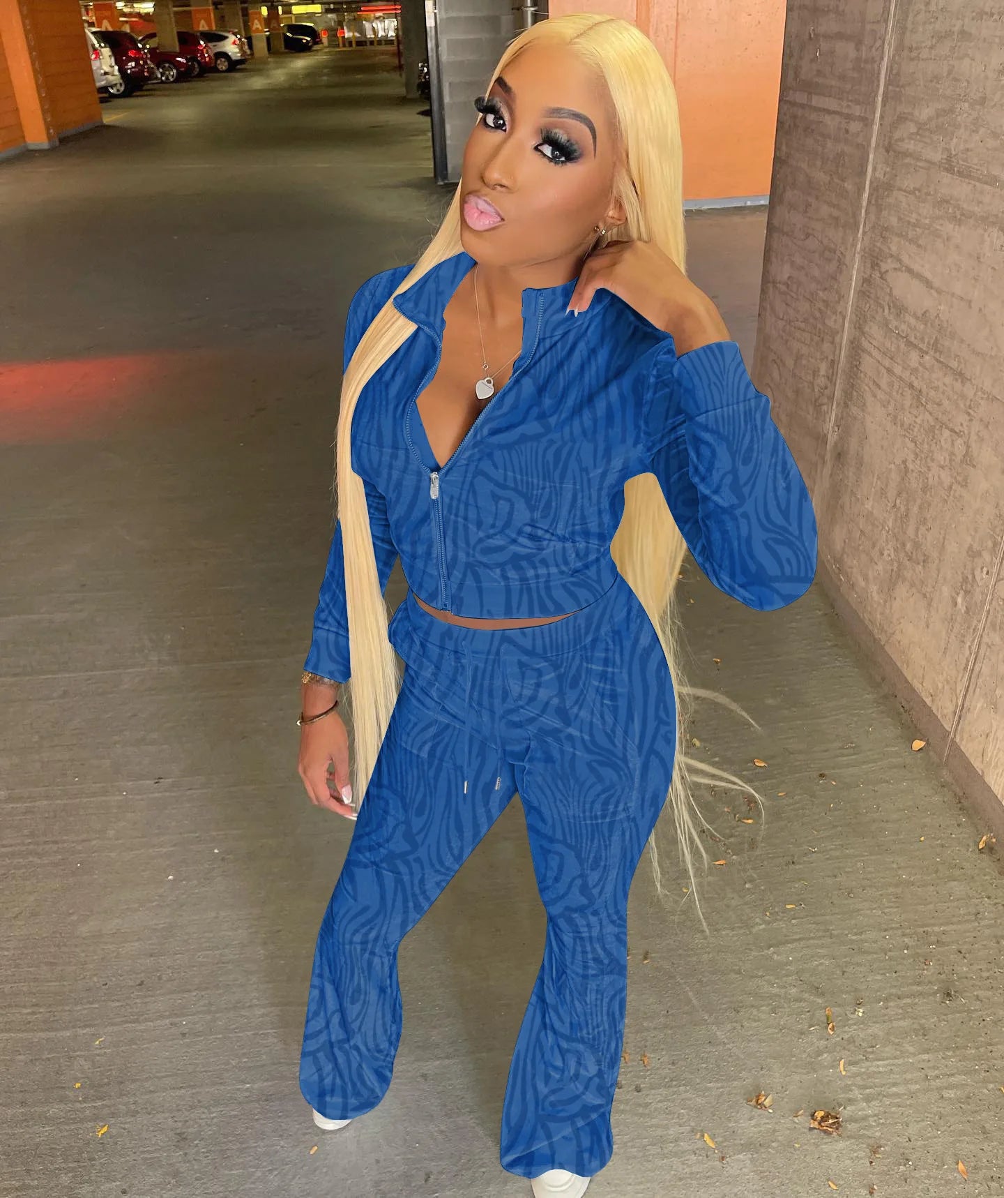 FZ Women's Stripe Print Two Pieces Pants Suits - FZwear