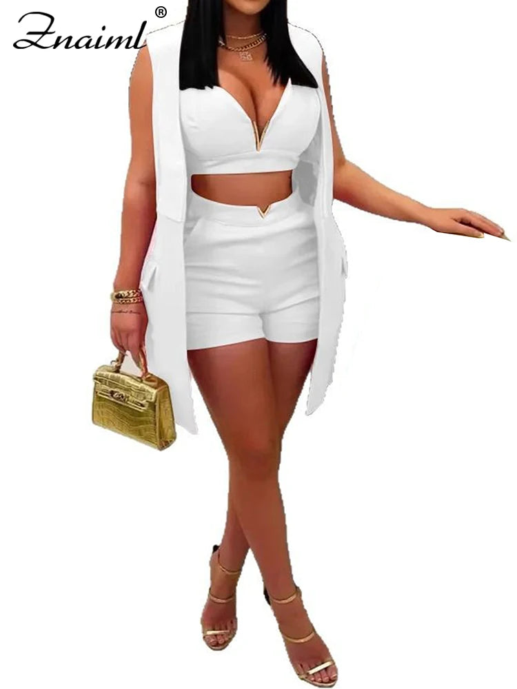 FZ Women's Casual 3 Pieces Shorts Suit