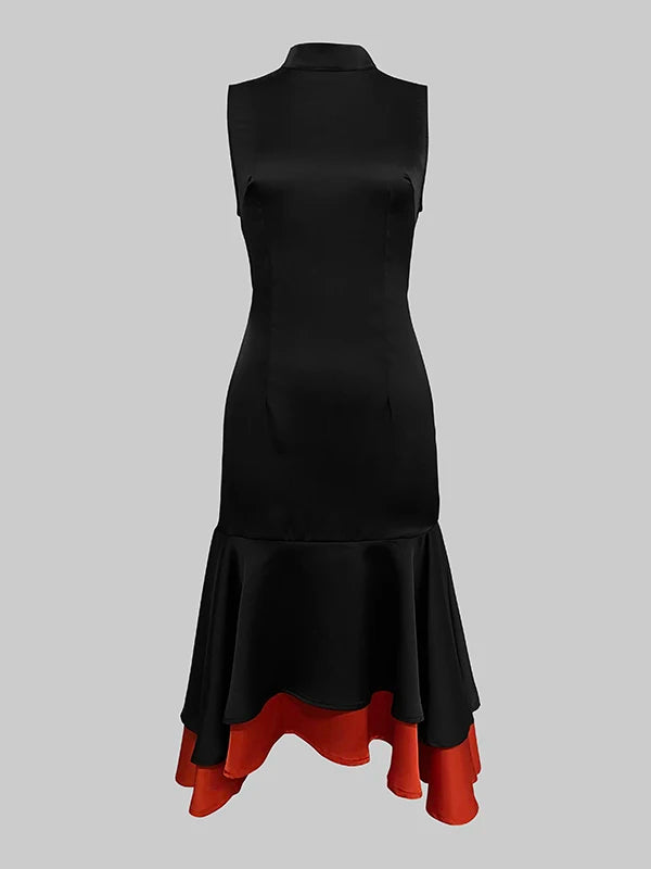 FZ Women's Spliced A-line O Neck Mermaid Dress