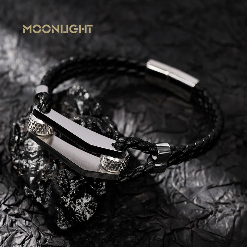 FZ Geometry Leather Stainless Steel Bracelet - FZwear