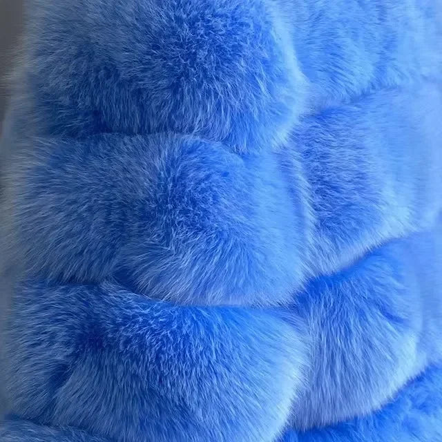 FZ Women's Faux Fur Hooded Zipper Full Sleeve Thick Warm Open Stitch Coat Jacket