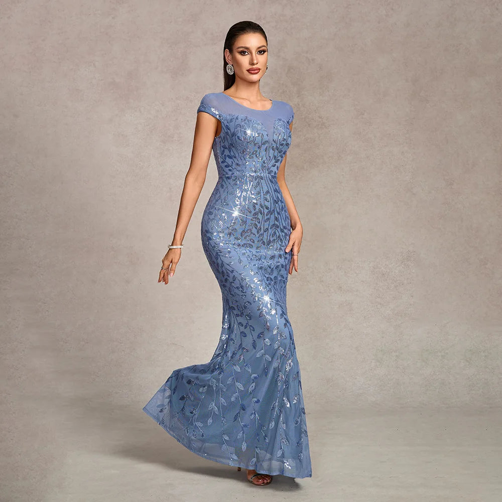 FZ Women Long Sequin Mermaid Floor-Length Cocktail Evening Dress