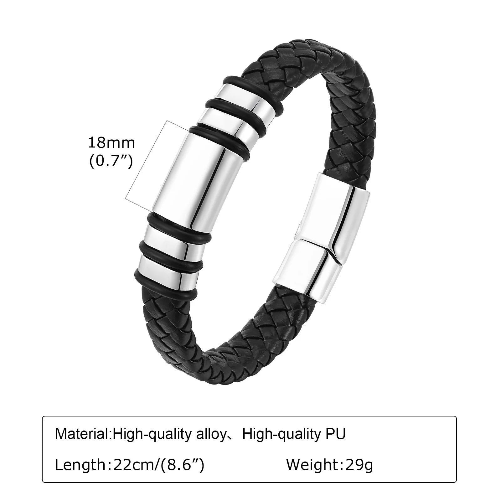 FZ Leather Black Braided Rope Chain Bracelet - FZwear