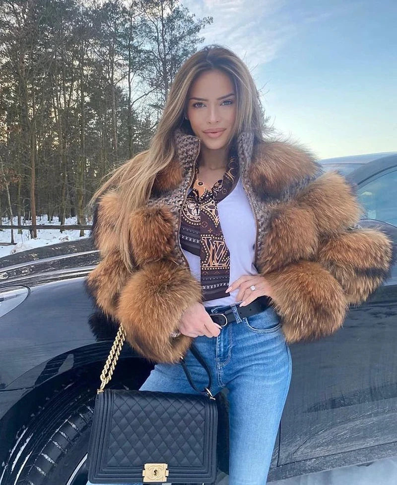 FZ Women's Raccoon Fur Outwears Winter Jacket