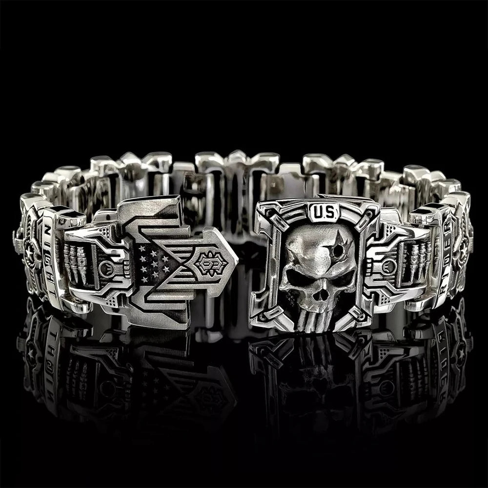 FZ Vintage Charm Punk Hip Hop Rider Skull Bracelet DSers