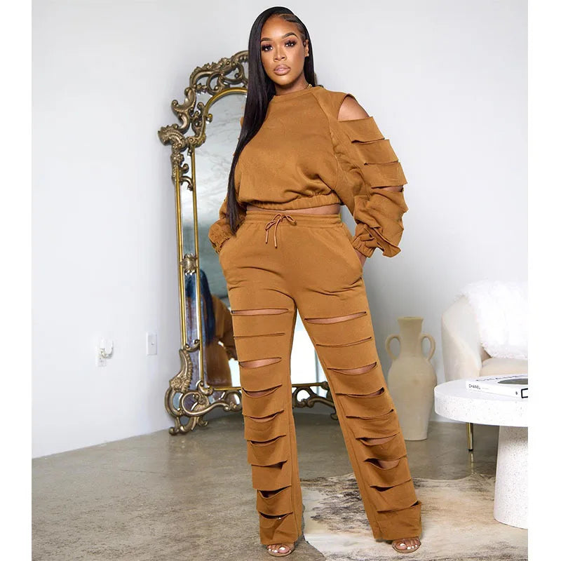 FZ Women's Energetic Suitable SexyShinny Chic Slim Two Piece Pants Suit - FZwear