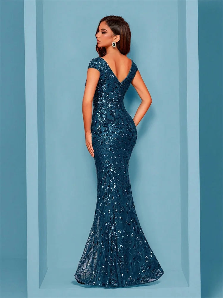 FZ Women's Mermaid Formal Sequins Cocktail Evening Dress