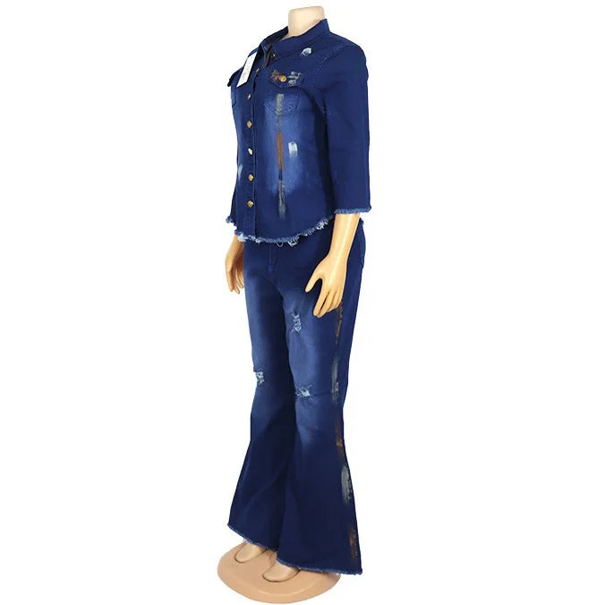 FZ Women's Thick Work Wear Matching Denim Pants Suit - FZwear