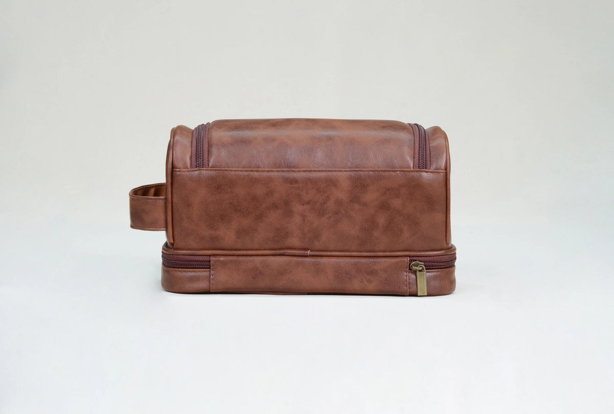 FZ Men's Leather Travel Organizer Water-resistant Toiletry Bag